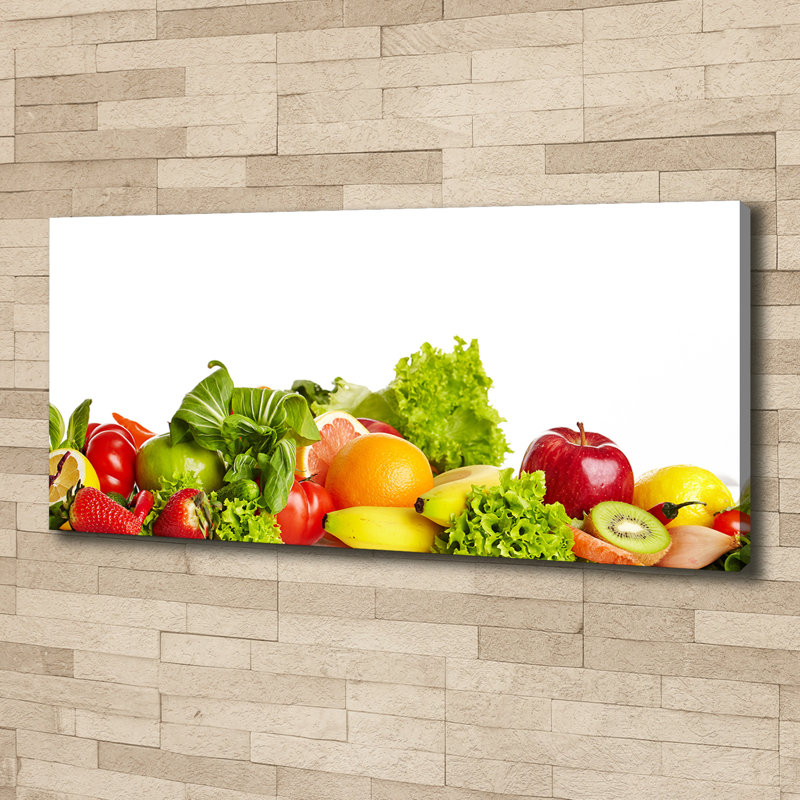 Fruits And Vegetables - No Frame Print on Glass, 50cm H x 125cm W x 2cm D, Canvas