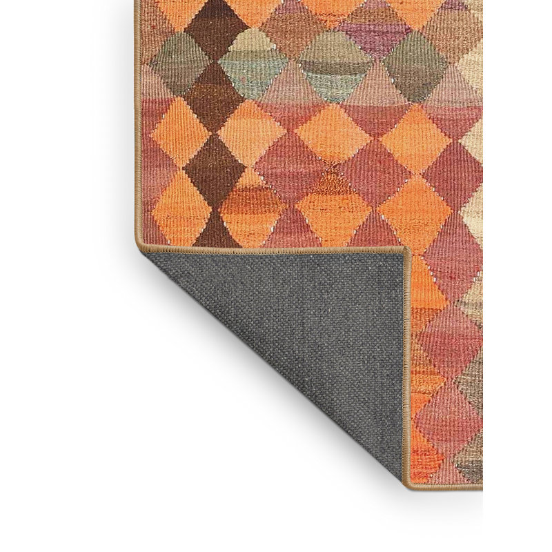 Tapis orange contemporain/zone rose pâle, Rectangle 8 pi x 10 pi