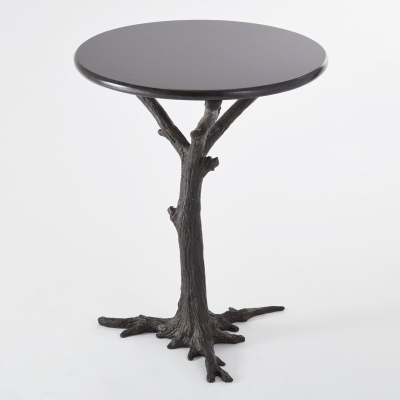 Granite Top End Table, Black