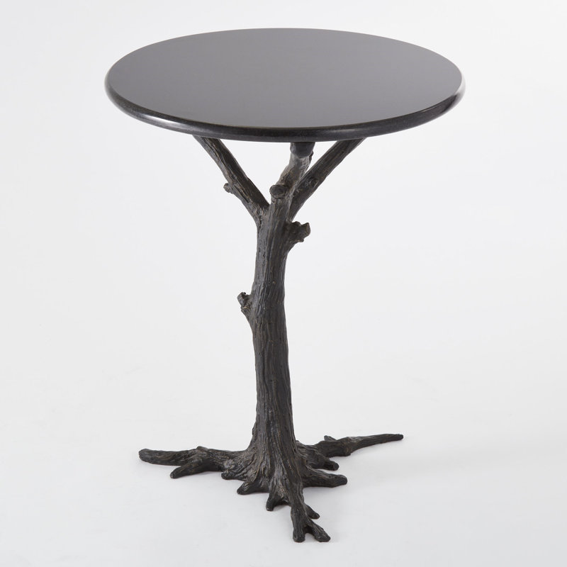 Table d'appoint blanche en faux bois, Noir