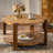 Medieval modern style coffee table, two-tier round coffee table with storage rack