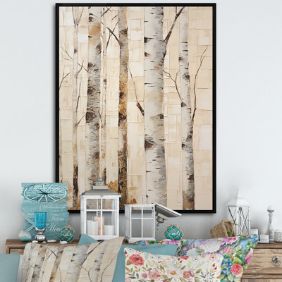 " Beige Minimalism Tree Birch V "