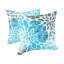 Ensemble de 2 coussins décoratifs d'extérieur, 45 x 45 cm, imperméables, motif floral moderne bleu turquoise et gris, pour jardin et piscine.