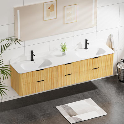Meuble-lavabo mural avec lavabo et 6 tiroirs