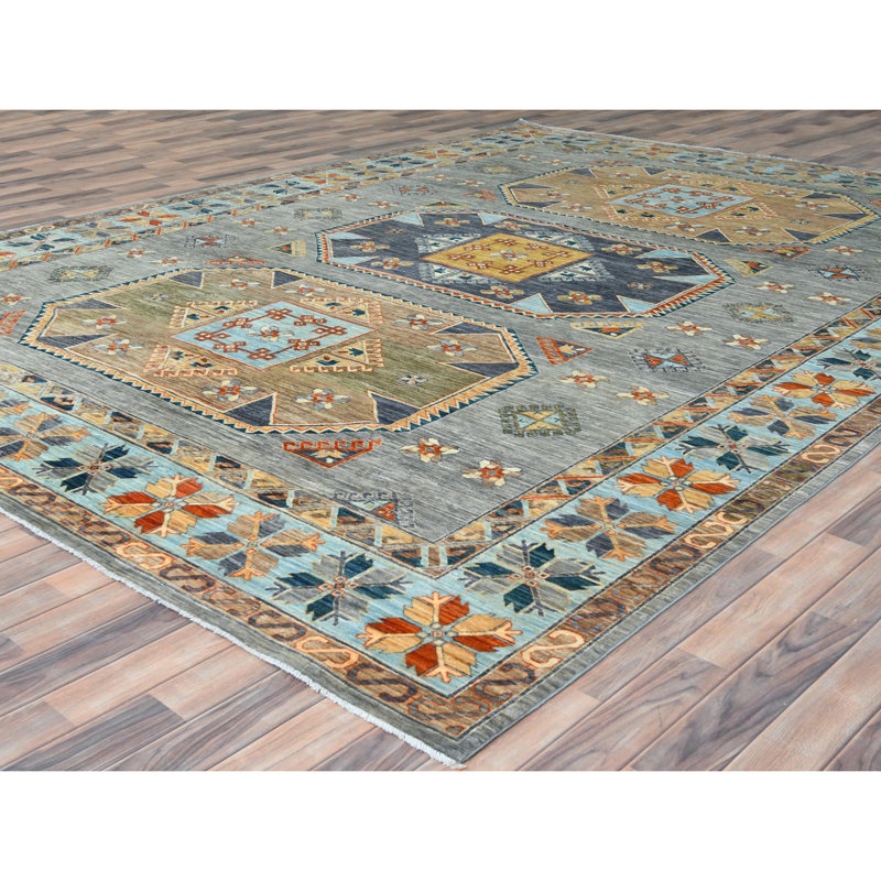 10'x13'7" Grey Hand Knotted Armenian Inspired Design 200 KPSI Wool Rug 0A82C27B86EC46A1AF50C6EC822DEE0C