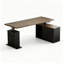 Bureau assis-debout en L de style campagnard de 170 cm avec station de recharge, bureau d'angle réglable en hauteur avec tiroirs de rangement-1491869974