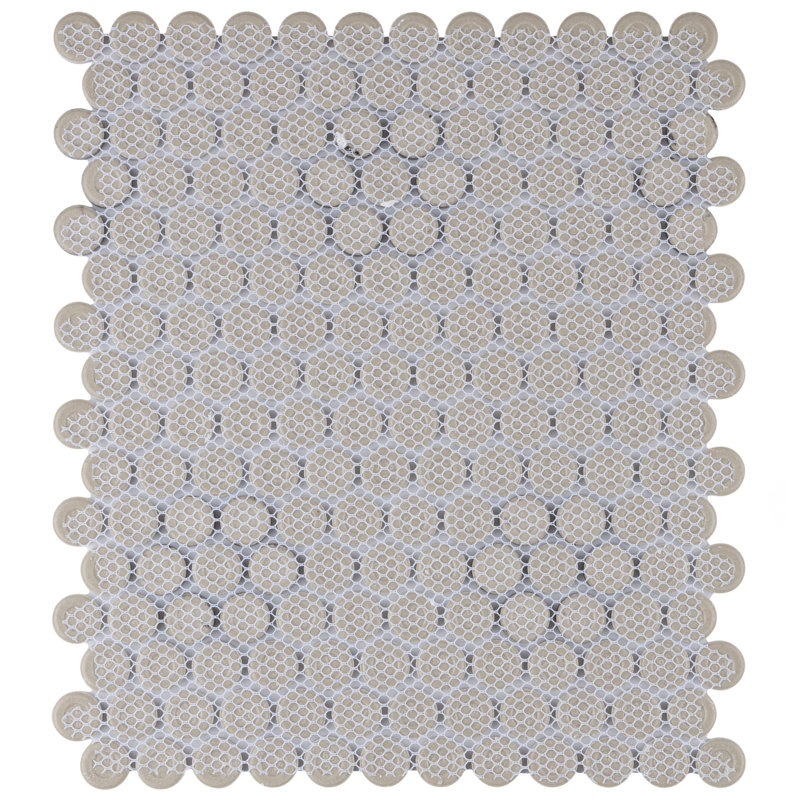Metro Penny Matte White with Black Hvy Flwr 9-3/4" x 11-1/2" Porcelain Mosaic Floor and Wall Tile