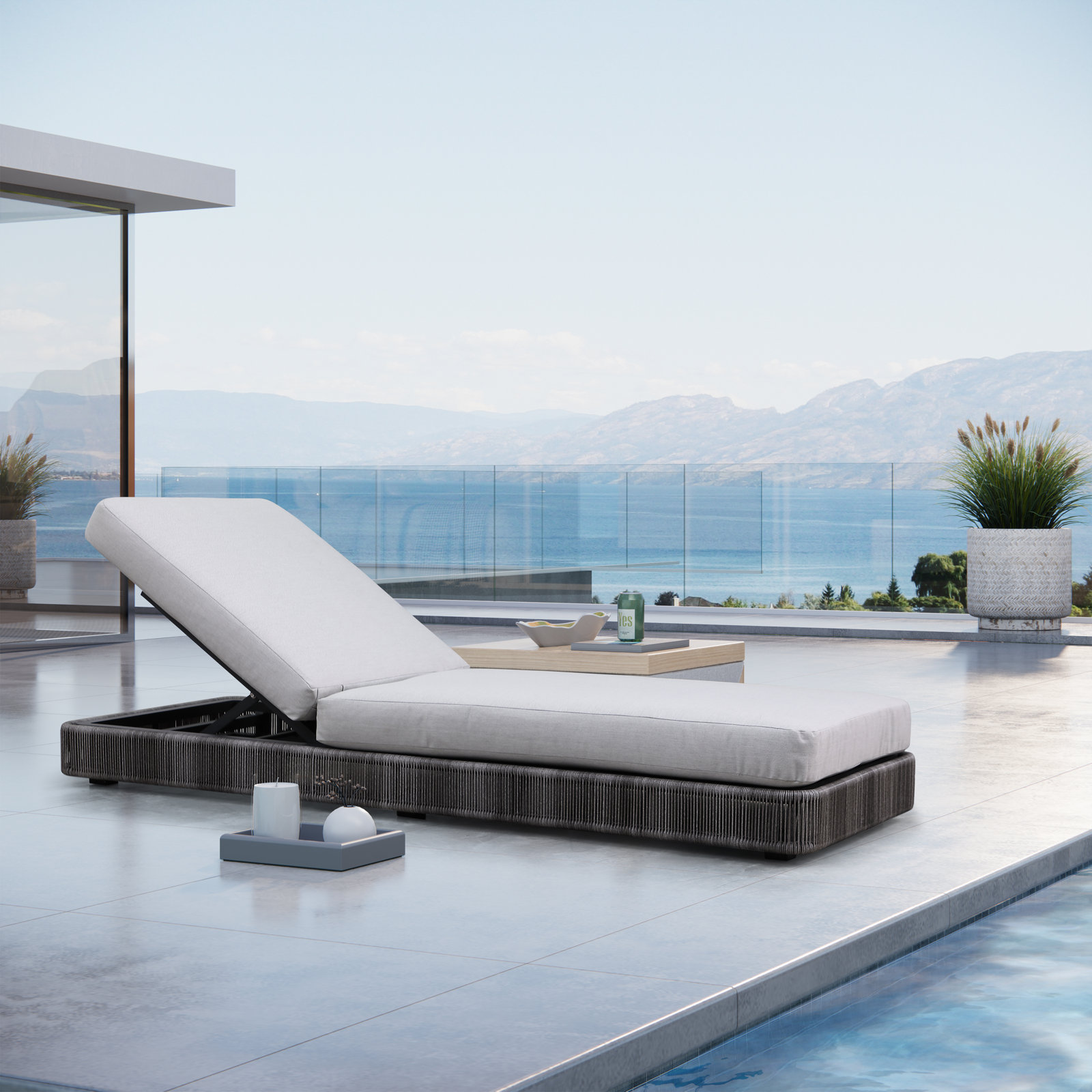 Poveromo Outdoor Metal Chaise Lounge, Graphite Gray