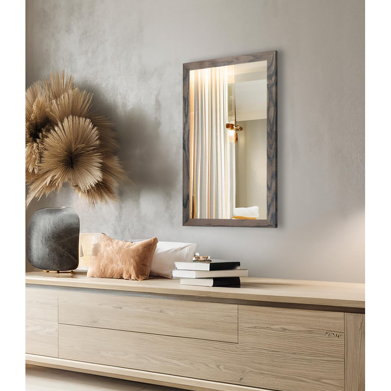 Miroir en bois franc Ebark Designs Ebark - chêne rouge 2 po, 19 po x 30 po, Gris carbone