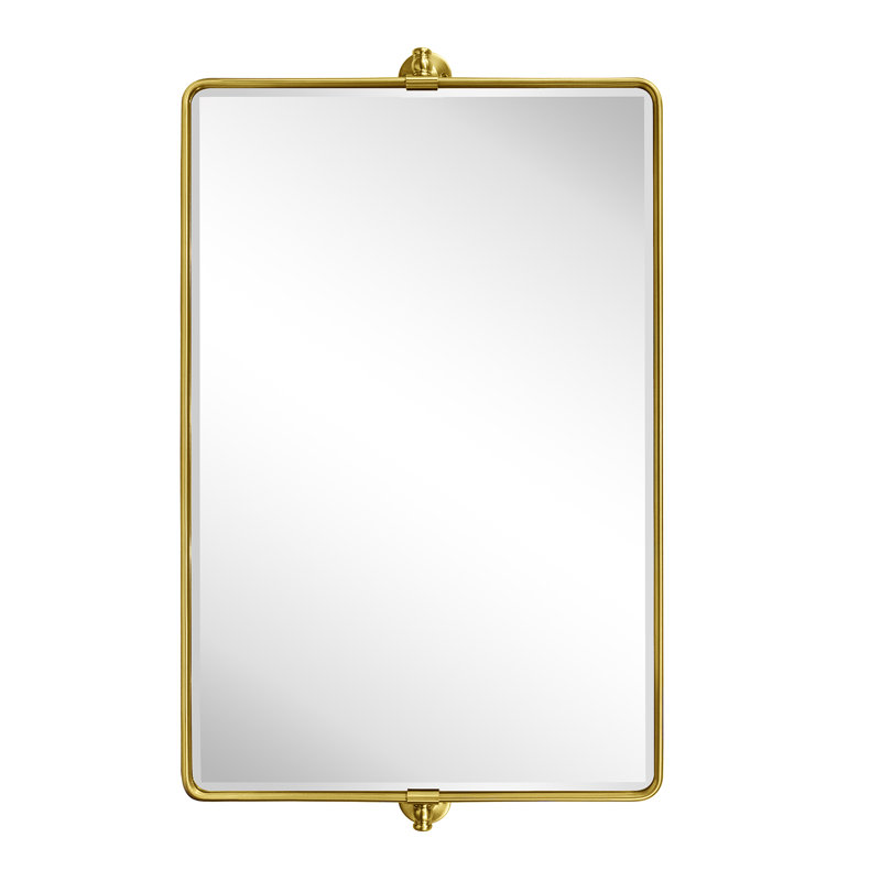 Miroir pivotant biseauté, Or brossé, 23 po x 35 po
