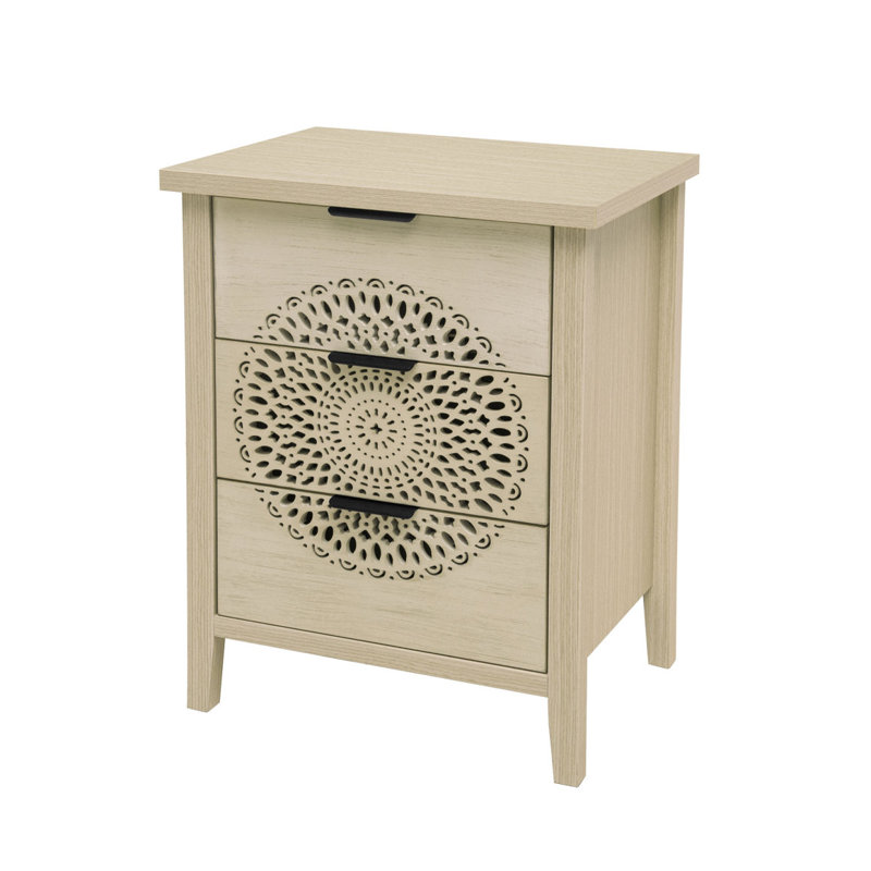 Commode à 3 tiroirs avec poignées en métal