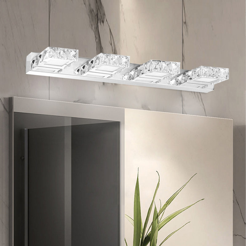 Stanwin 24.4" 4 - Light Bathroom Vanity Light Crystal Mirror Front Make-up Wall Light