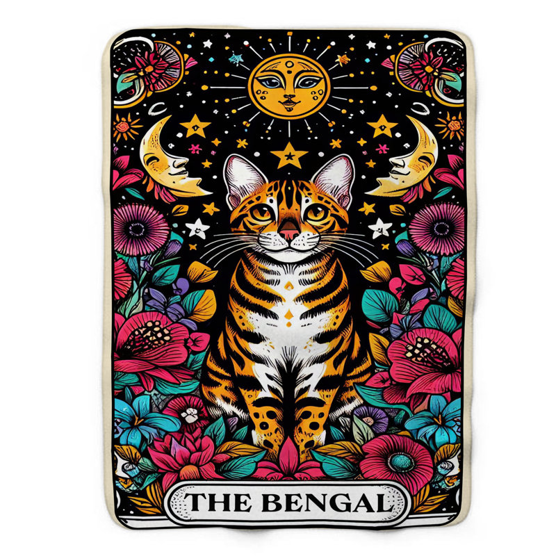 Carte de tarot The Bengal Tarot Card - 1 pièce Sherpa Bla Premium, L 50 po x L 60 po