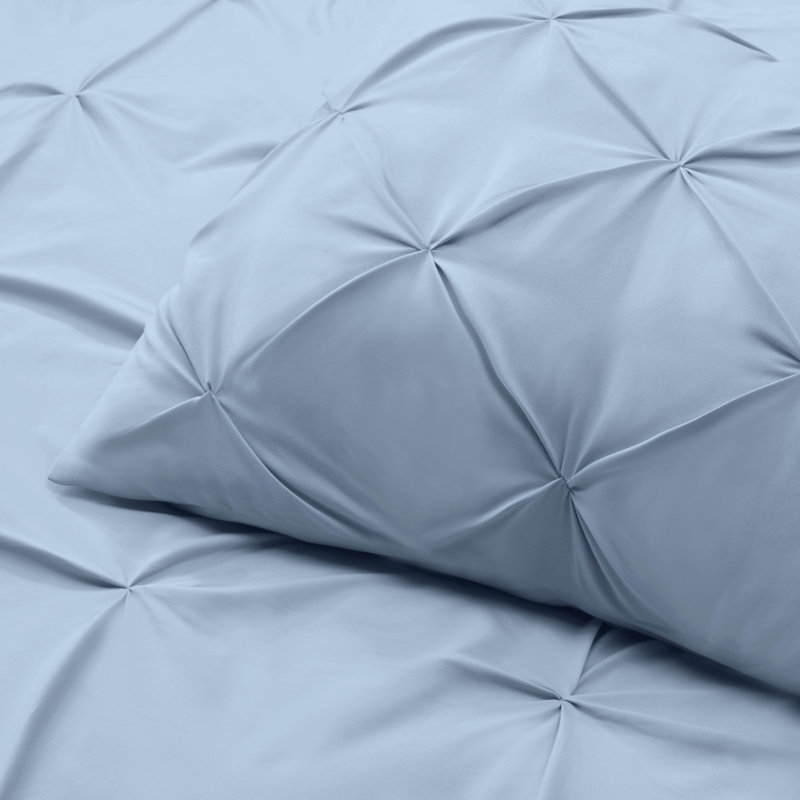 Ensemble de housse de couette plissÃ©e en tissu doublement brossÃ©, Bleu givré