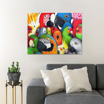Cute Colorful Parrots Art - 1 Piece Rectangle Grap " Cute Colorful Parrots " Painting Print