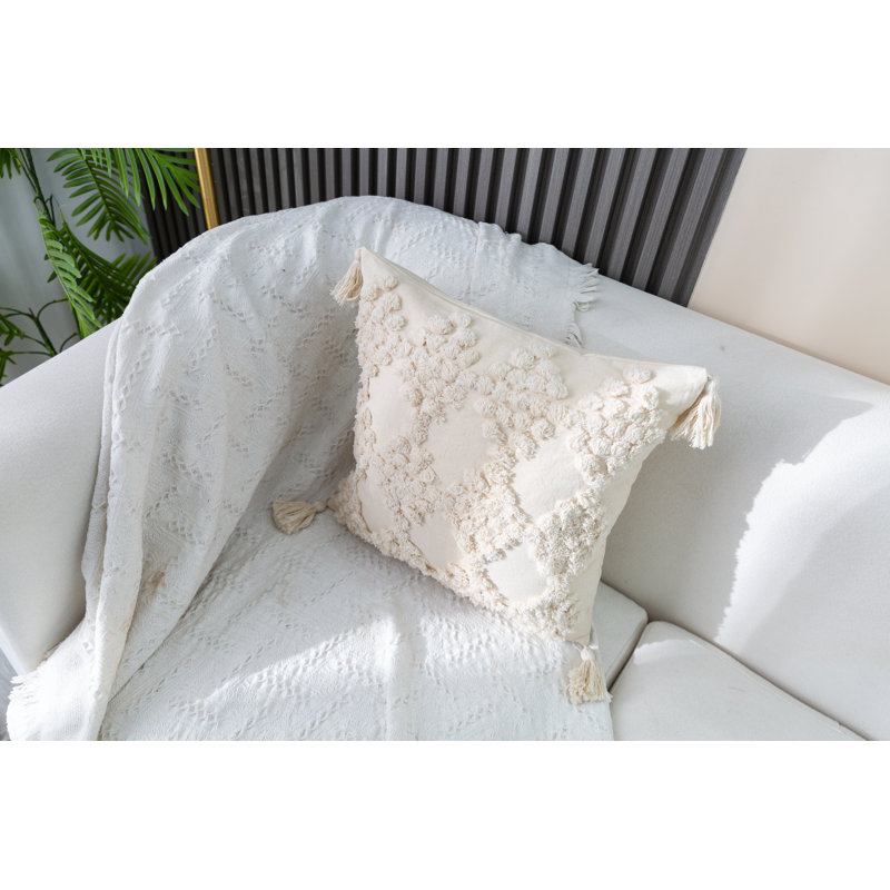 Housse de coussin Novel, Blanc cassé, Rectangle
