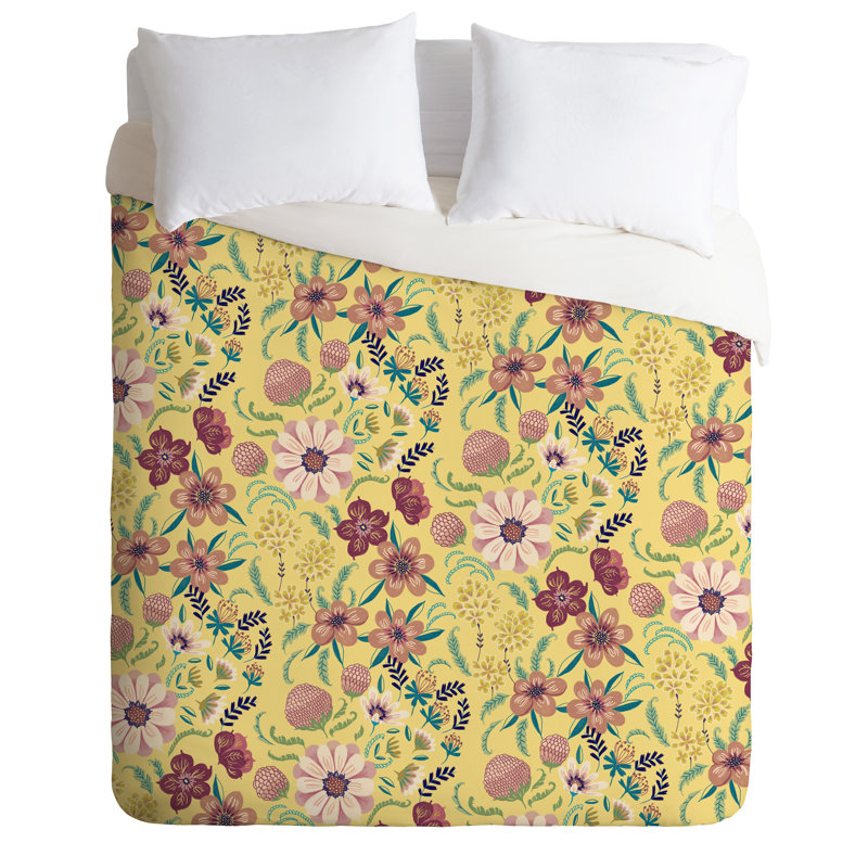 Pimlada Phuapradit Polyester Floral Duvet Cover, Queen Duvet Cover + 2 Standard Shams