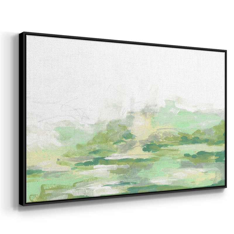 Green Mist Vista II, reproduction d'art sur toile, H 27 po x l 41 po x P 2 po, Toile avec cadre flottant noir