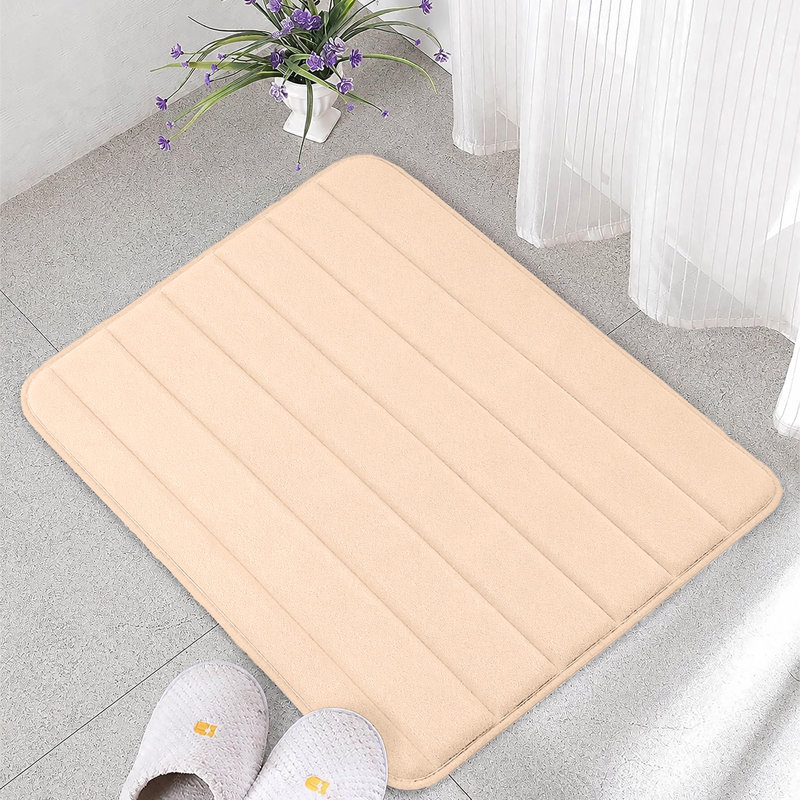 Nequan Memory Foam Non-Slip Bath Mat, 50cm W X 80cm L, Cream