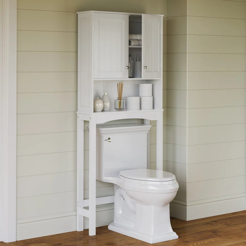 Armoire à pharmacie murale gain de place à installer au-dessus des toilettes, avec tablette ajustable, Blanc