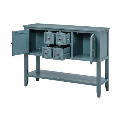 Cambridge Series Ample Storage Vintage Console Table With Four Small Drawers And Bottom Shelf For Living Rooms, Entrances And Kitchens -  House of Hampton®, 9F553EFA87504B398F0E288A103E1BFF