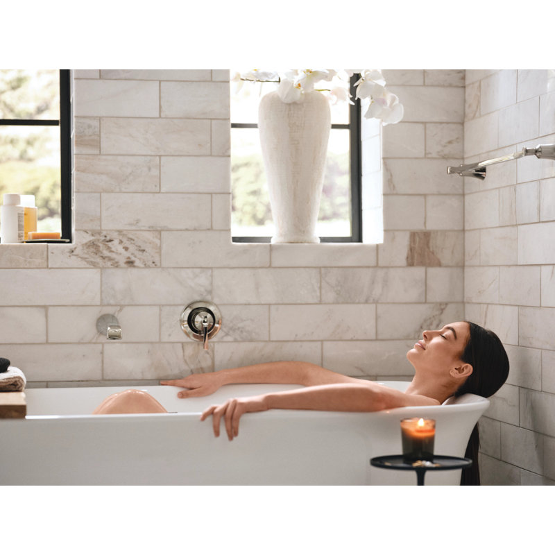 Flara Single Handle Wall Mount Tub Filler High Flow Tub Faucet With 10" Spout Reach, Polished Nickel