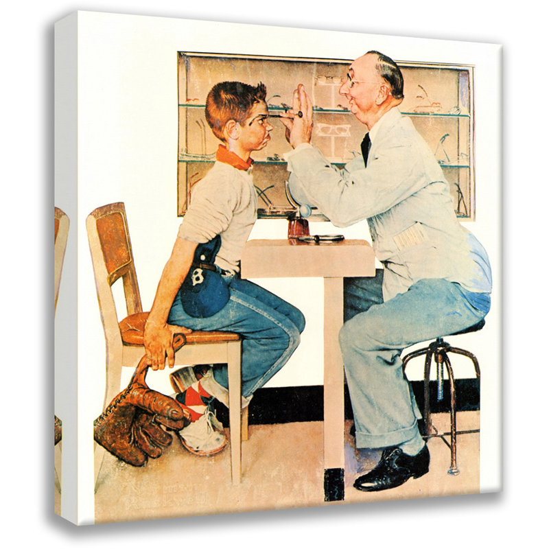 «New Glasses» par Norman Rockwell, toile tendue avec châssis, H 24 po x l 17 po
