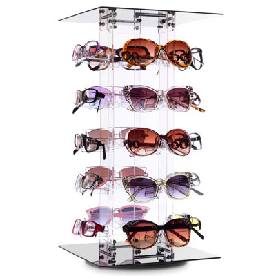 Premium Acrylic Rotating Sunglasses & Eyewear Holder Display Sunglasses Organizer Stands Rack, 20 Frames