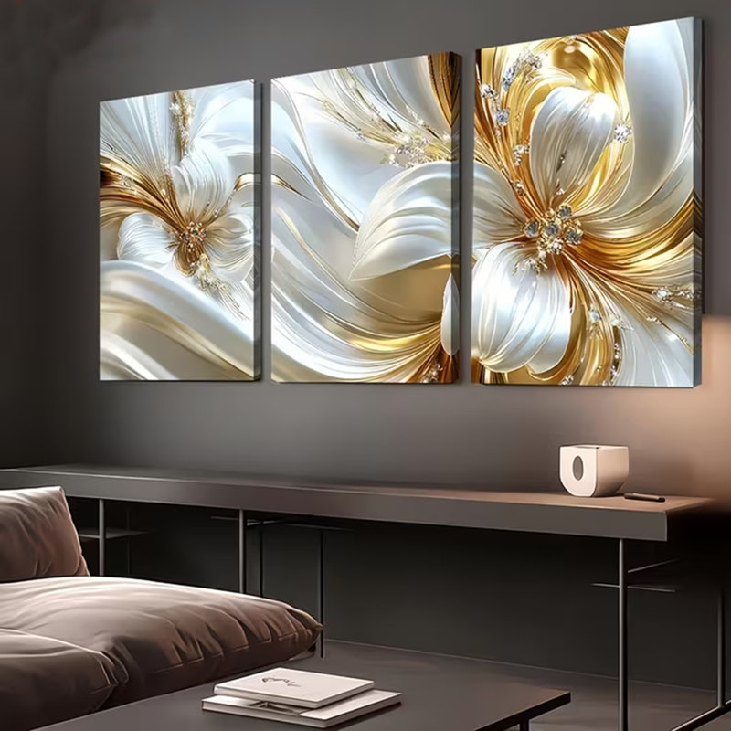 3 Piece Wrapped Canvas Print, 40 cm H x 90 cm W