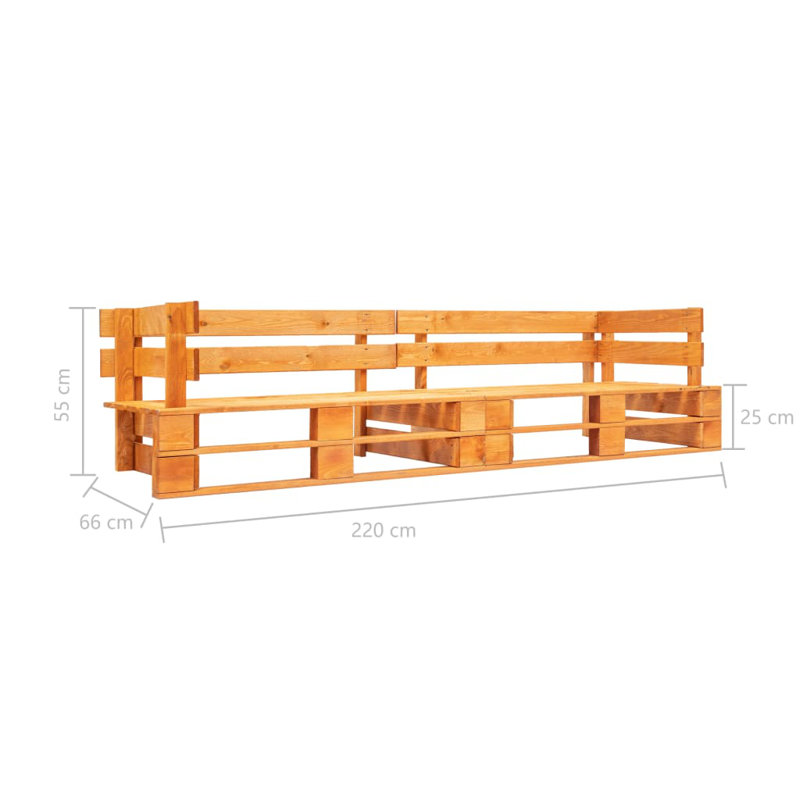 Everley Solid Wood Pine Outdoor Bench, Honey Brown
