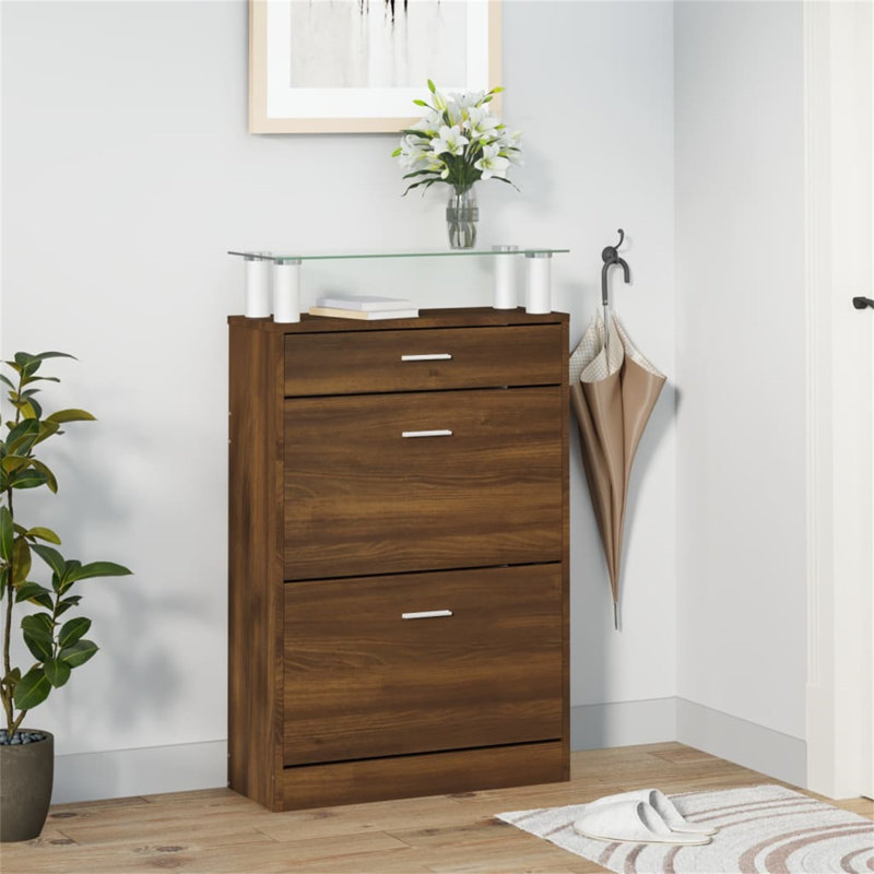 Romil 8 Pair Shoe Storage Cabinet, Brown