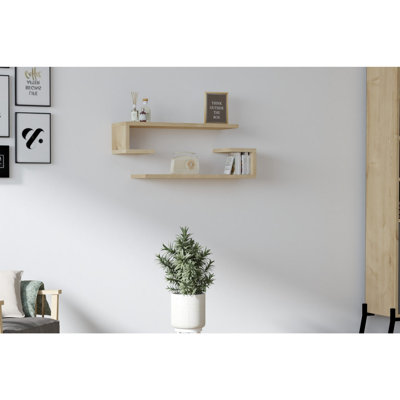 Ensemble de tablettes murales modernes, chêne saphir, 23,6 po x 5,9 po x 7,7 po | 100% panneau de particules enduit de mélamine, épaisseur: 0,7 pouce | Solution de rangement élégante et fonctionnelle pour la maison et le bureau