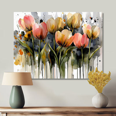 Watercolors Tulips Bouquet Of Spring Blooms III - Traditional Metal Art Print, Tulips Metal Wall Art
