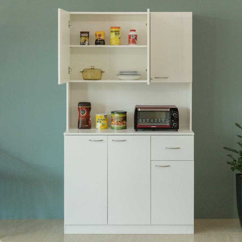 Bahut de cuisine avec portes et tablettes Basicwise de 71 po de hauteur, armoire profonde avec tiroirs, armoire autoportante moderne pour la salle à manger, la salle de bain, blanc - armoire de rangement polyvalente