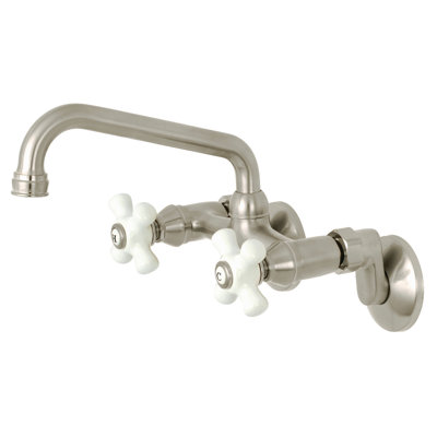 Kingston Double-Handle 2-Hole Wall-Mount Bridge Kitchen Faucet