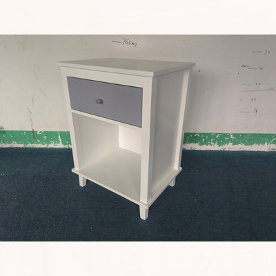 Wooden Nightstand with One Drawer and One Shelf for Kids and Adults, Gray