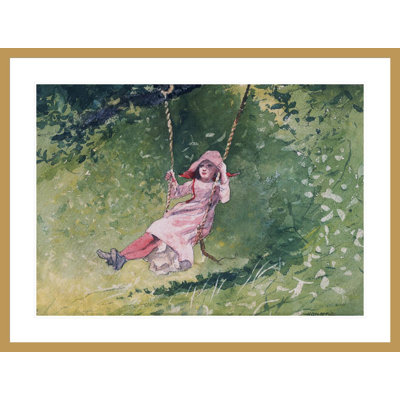 «Girl on a Swing» par Winslow Homer, impression giclée sur cadre
