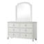 Ensemble de chambre à coucher grand lit 4 pièces Kyna, tête de lit à persiennes courbée, blanc antique-118445257