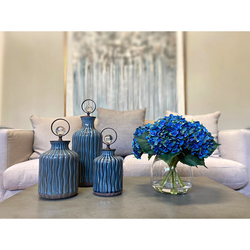 Hydrangea in Vase, Dark Blue