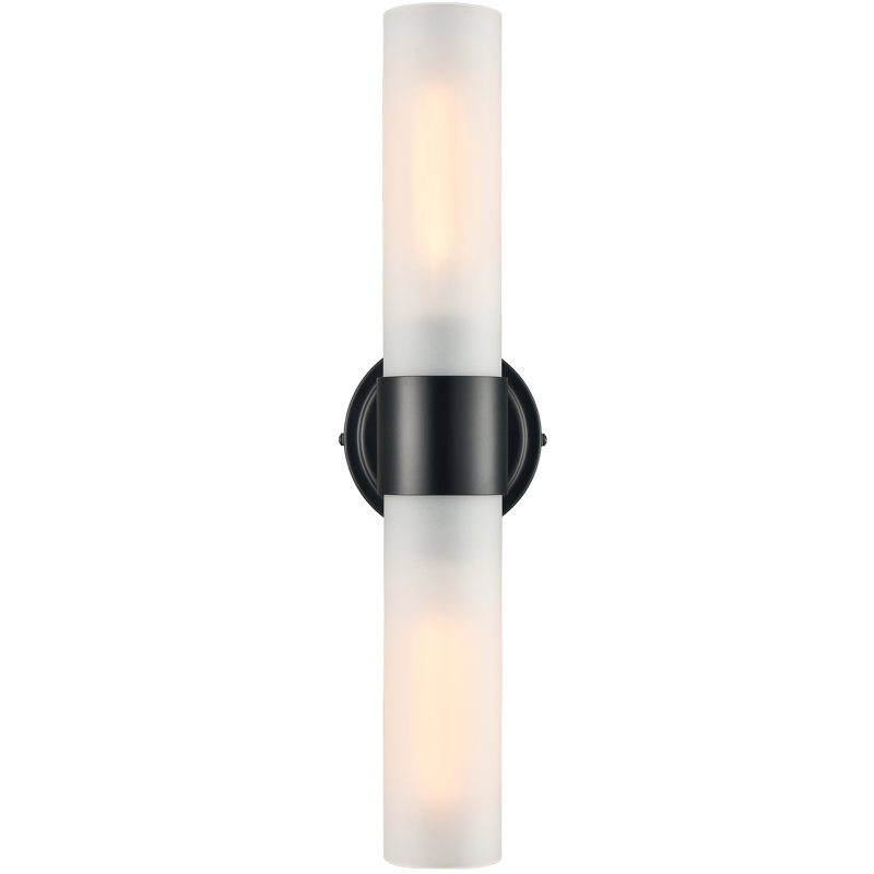 Wall Sconce with Cylinder Frosted Glass Shade, Black