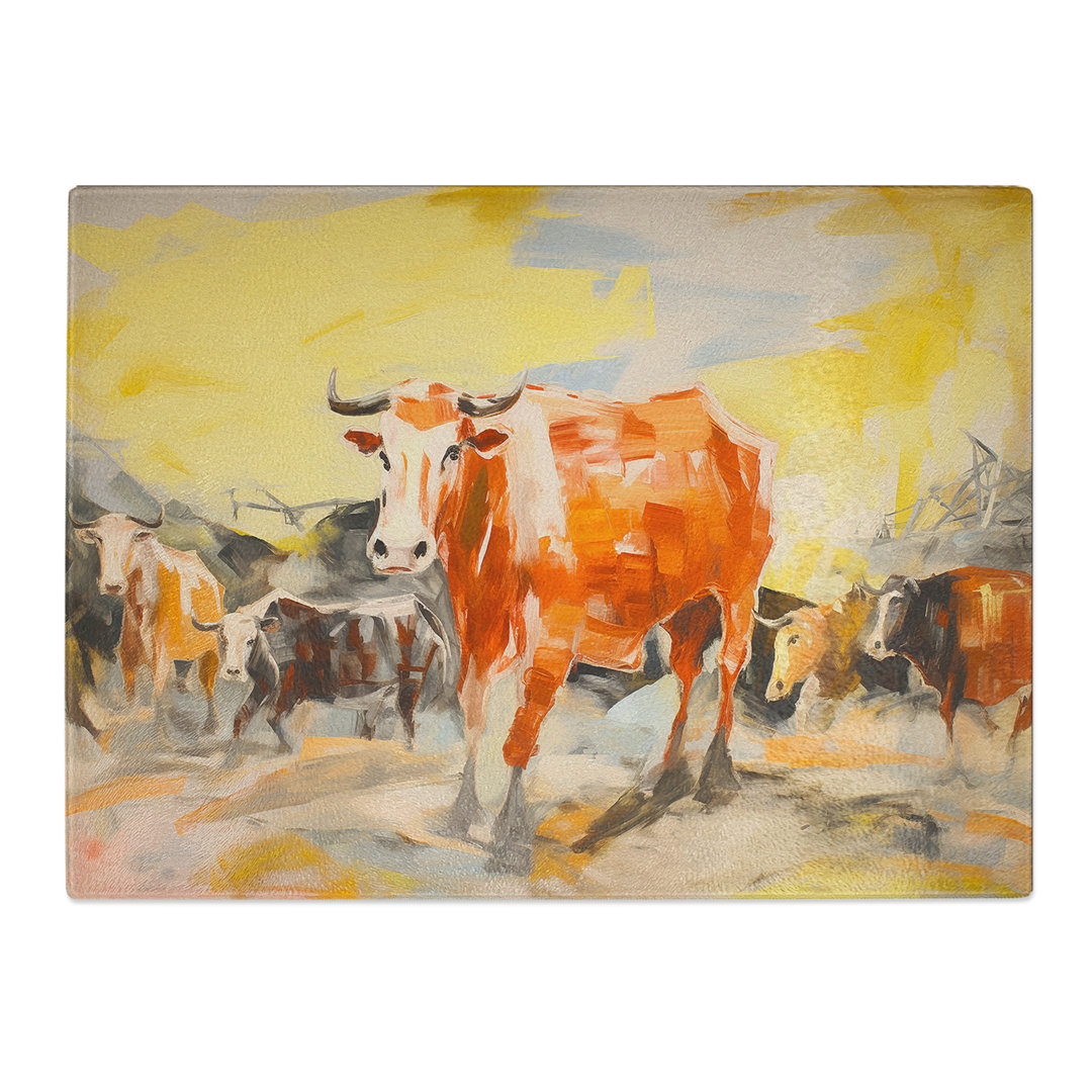 Cow Gestural  Glass Chopping Board
