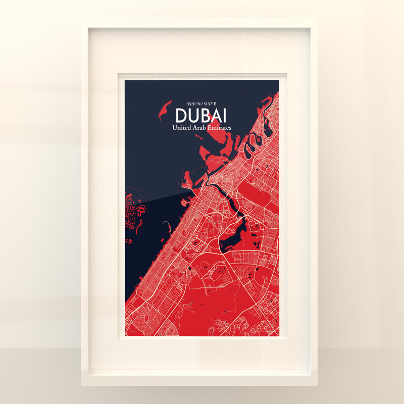 Dubai City Map In Nautical - No Frame Print, 17cm H x 11cm W x 0.05cm D