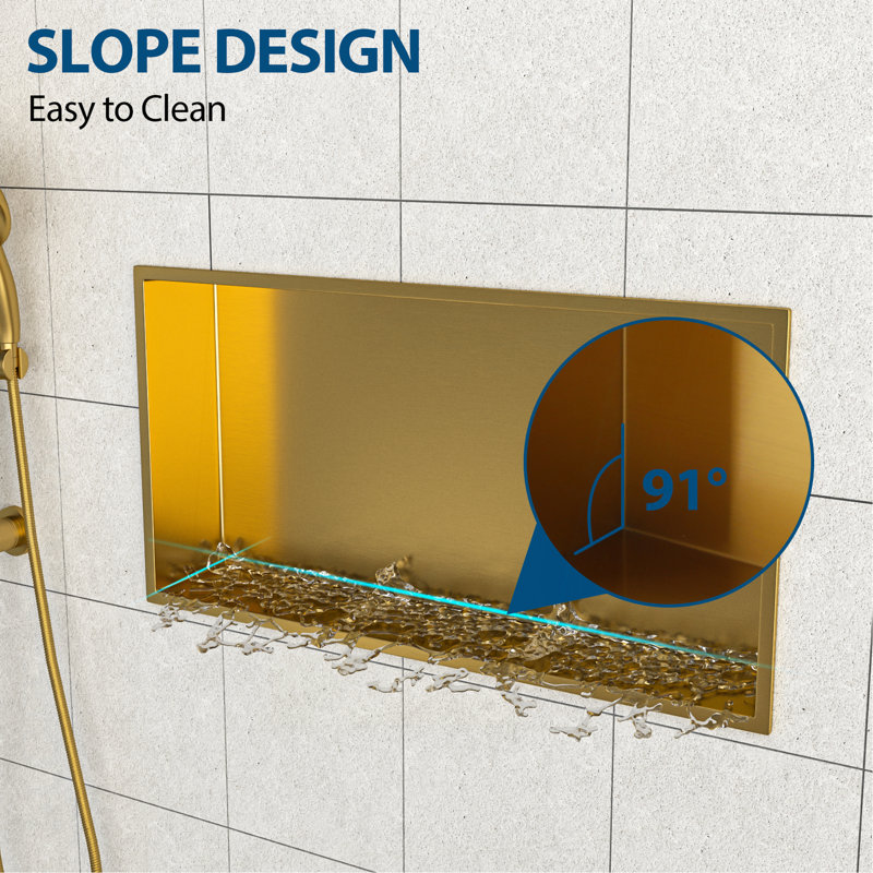 25" X 13" Stainless Steel Shower Niche, Gold