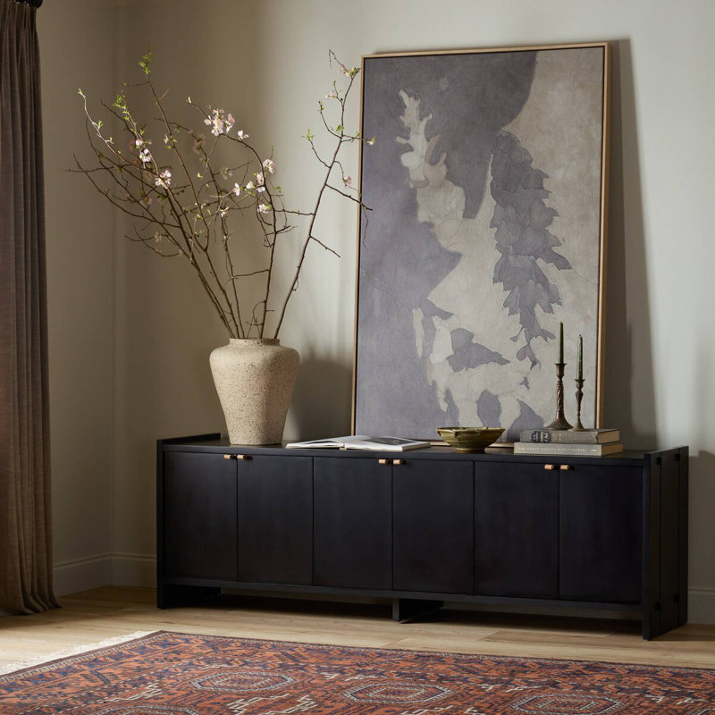 Handa TV Stand for TVs up to 75", Black Wash Poplar