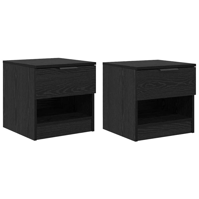 40cm W Manufactured Wood Bedside Table, Black Oak