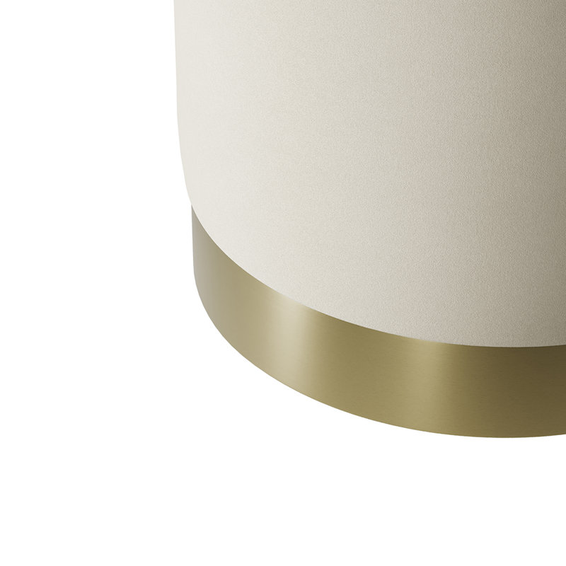 Montgomeryville 41cm Wide Round Solid Colour Pouffe, White, Gold