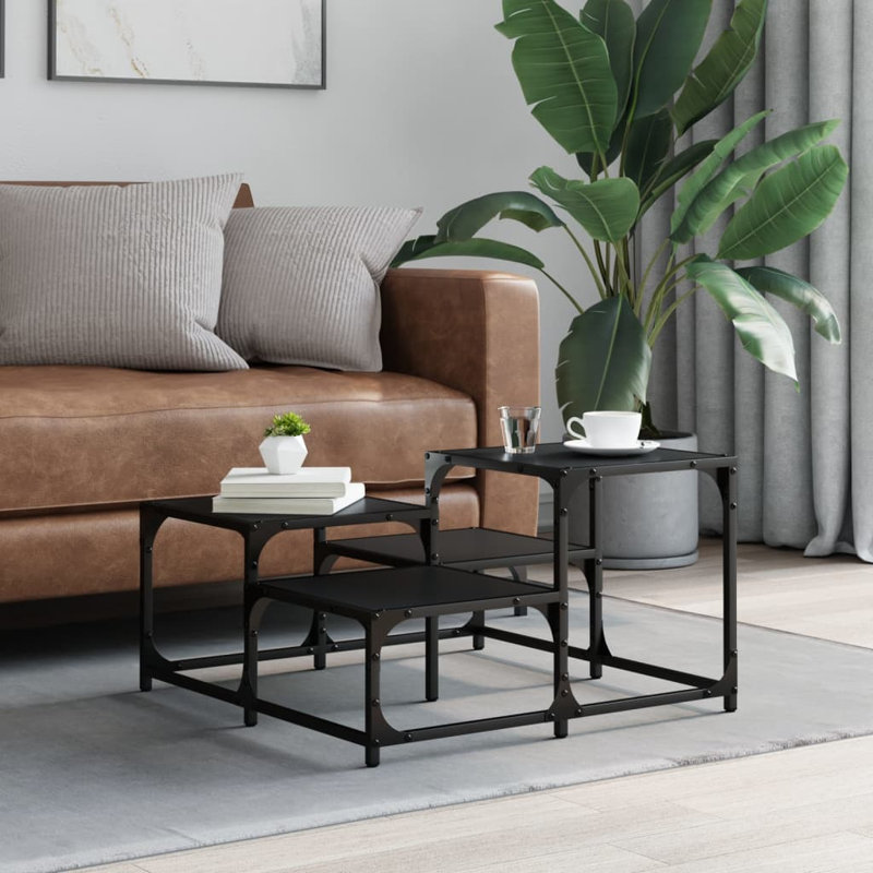 Table basse simple avec rangement Wulfe, H 15,7 po x L 26,8 po x l 26,8 po, Noir