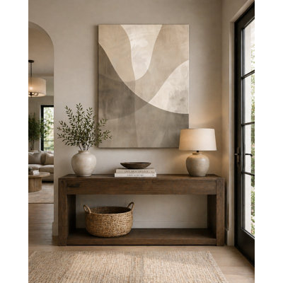 «Minimal Taupe Layers», art mural moderne sur toile abstraite