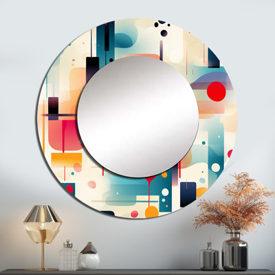 Urban Abstraction - miroir géométrique, miroir mural décoratif rond moderne, impression d'art en métal