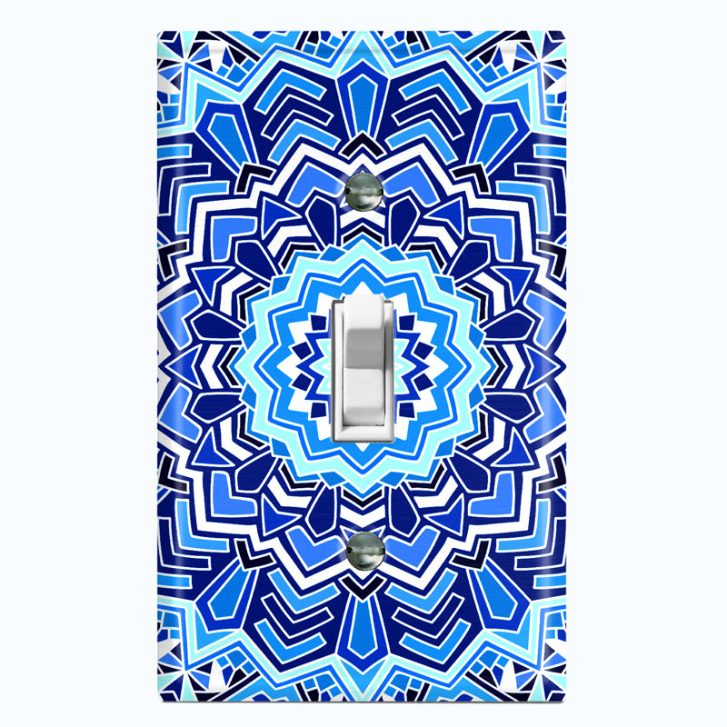 Patterned 1 - Gang Toggle Light Switch Standard Wall Plate, Blue